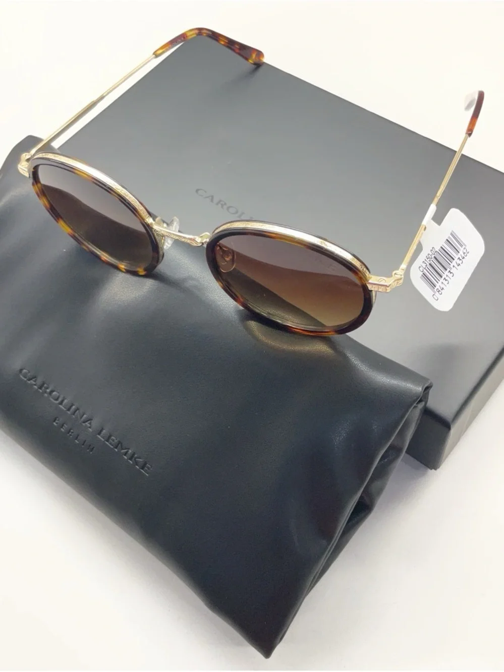 Carolina Lemke Tortoise Round Women’s Sunglasses - Brown Lenses